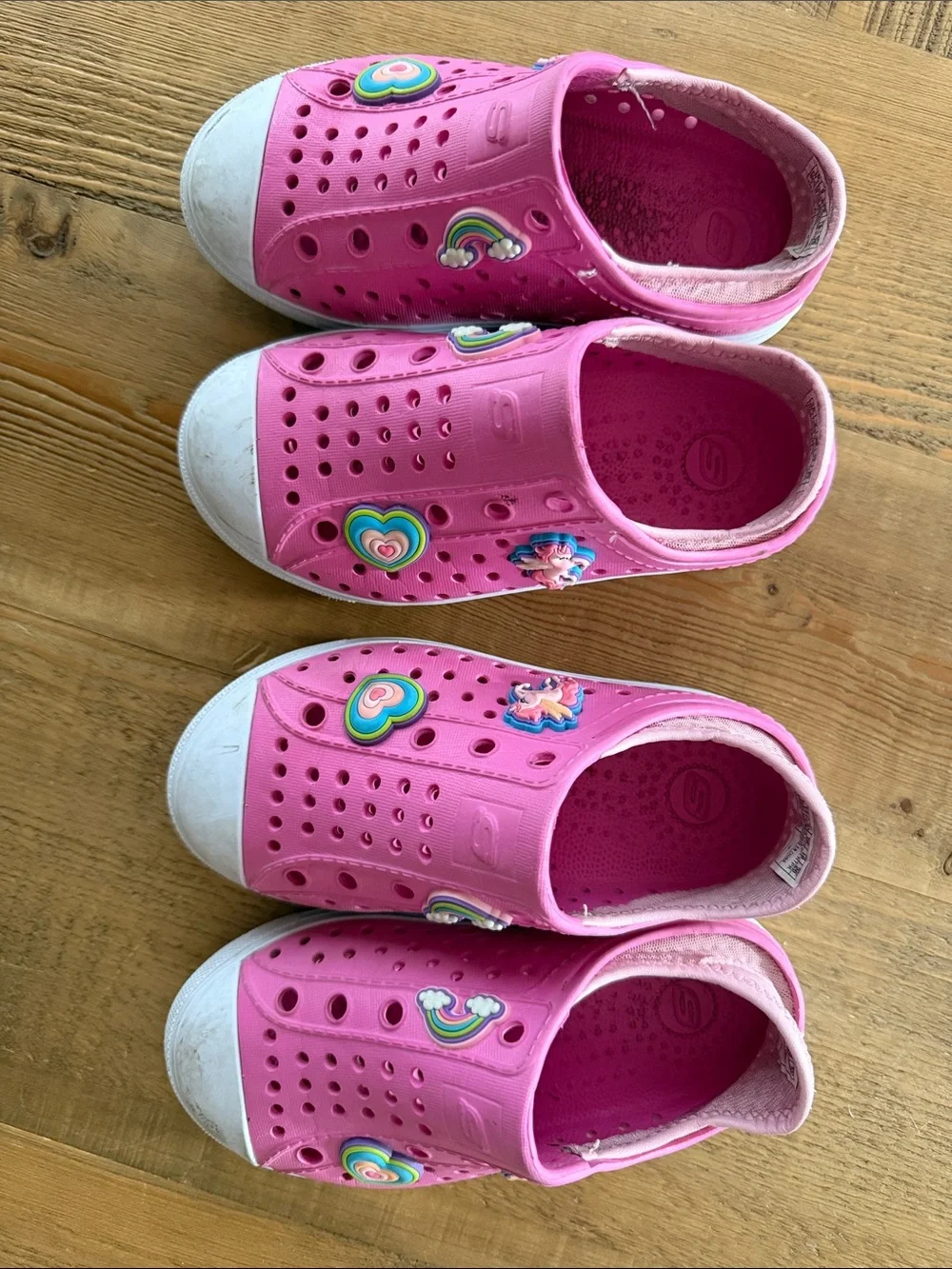 Skechers Kids Pink Slip-On Water Shoes with Rainbow Charms